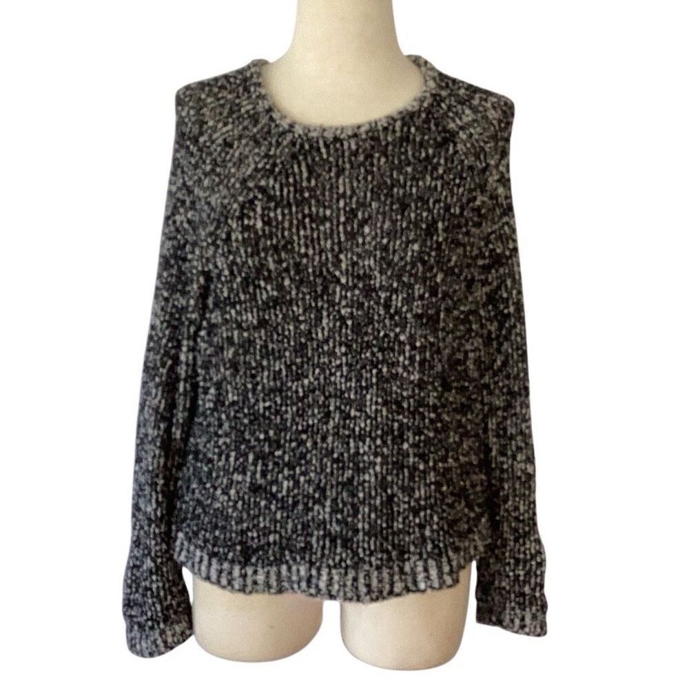 Eileen Fisher Peruvian Cotton Boucle Top Sweater Crewneck Women’s Small Black Wh